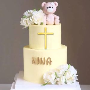 10 Uds 3,82 "X 5,59" oro Cruz pastel Toppers bautismo <span class=keywords><strong>Primera</strong></span> <span class=keywords><strong>Comunión</strong></span> pastel Topper cumpleaños fiesta hornear pastel fiesta suministros - Product Image 2