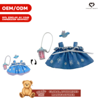 Teddy Bear Teddy ISLAND sous licence mondiale, adorable petite poupée en peluche super douce, avec jupe à fleurs bleues fraîches, style 'Girl Heart'