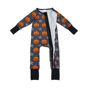 Précommande enfants vêtements pas de quantité minimale de commande à manches longues Halloween crâne citrouille Zip barboteuse bébé vêtements - Product Image 2