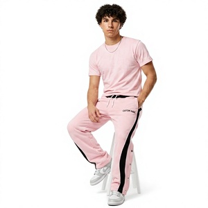 Pantalones Deportivos Anchos para Hombre con Logotipo Personalizado, Transpirables, Grises y Negros con Franja Lateral, Pantalones de Chándal de Felpa, Pantalones Deportivos Holgados de Dos Tonos 2026 - Product Image 2