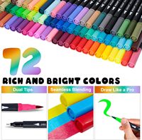 Stylos pinceaux en plastique à double pointe, 72 couleurs, ensemble de marqueurs artistiques avec pointes pinceaux et fines, fournitures artistiques de qualité supérieure pour enfants et adultes