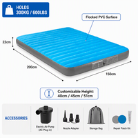 Matelas Gonflable Double avec Pompe Électrique, PVC Floqué Portable 22cm pour Maison, Camping, Hôtel, Extérieur, Vente en Gros