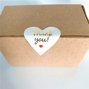 100 Pcs/lot Thank <span class=keywords><strong>you</strong></span> Red Heart design Hot Stamping Kraft Paper Labels - Product Image 4