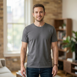 Low Price Men's 100% Cotton Knitted Letter Pattern Smart Casual Breathable O-Neck Loose Fit Custom Logo Printing T-Shirts - Product Image 1