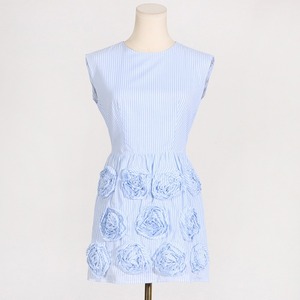 French <b>Sweet</b> Style 2025 Spring New Office Style Neck Sleeveless Natural Waist Short Knee Three-Dimensional Flower Splicing - Product Image 2