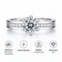 Bague de fiançailles en argent avec moissanite 1 carat pour femme