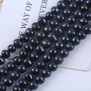 ไข่มุกน้ำจืดธรรมชาติขายส่ง ขนาด 9-10 มม. สีดำ เม็ดหลวม สำหรับทำสร้อยคอ ใกล้เสร็จสมบูรณ์ แบบกึ่งสำเร็จรูป - Product Image 4