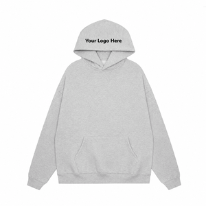 Sudadera con Capucha Oversize de Algodón con Forro Polar y Hombros Caídos, con Parche de Letras Minimalista, Estilo Urbano Unisex, Lista para Enviar - Product Image 4