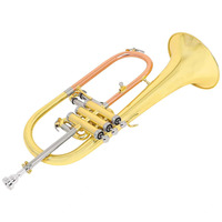 Flugelhorn Profesional Berkualitas Tinggi dari Kuningan Fosfor dengan Leadpipe Berlapis Emas, Instrumen Flugelhorn Bb dengan Cupronickel, Diameter Lubang 11.3mm