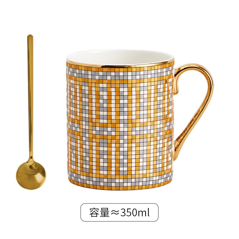 gold mosaic single cup + spoon-standard size