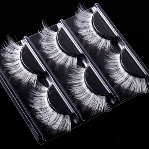 Faux cils blancs style européen et américain, naturels, fins, avec tige en coton noir, pour maquillage de scène et de fêtes, cils <span class=keywords><strong>Manga</strong></span> - Product Image 2