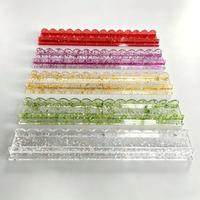 Règle de Mahjong en Acrylique Multicolore Pailletée avec Feuille d'Or, 20 pouces, à Bord Ondulé, Support pour Tuiles de Mahjong, Accessoires de Jeu de Mahjong