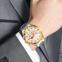 Pro Lunar Chronographe Montre 47mm Heavy Duty Phase de Lune Bracelet En Acier Inoxydable Date 30m Résistant À L'eau logo personnalisé Hommes Montre-Bracelet