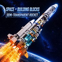 Modèle de fusée spatiale semi-transparente de la marque KAVO, blocs de construction en plastique ABS, thème spatial, jouet éducatif DIY pour enfants et adultes