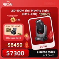 BOTAI 20 pièces professionnel 400W 3-en-1 LED lumière principale mobile CMY + CTO mélange de couleurs, contrôle DMX512 pour scène/Concerts