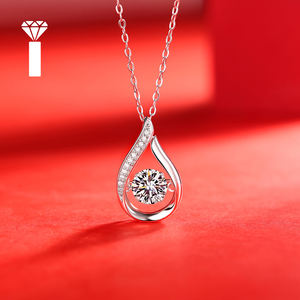 Collar con Colgante <span class=keywords><strong>de</strong></span> Lágrima Flotante, Plata 925, Moissanita Flotante <span class=keywords><strong>de</strong></span> 1ct D VVS1, Engaste para Regalo <span class=keywords><strong>de</strong></span> Compromiso, Collar con Moissanita Redonda - Product Image 2