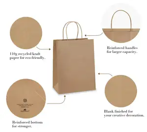 2023 Novos Produtos Populares Melhores Paper Shopping Xmas Bags Holiday Luxury Brown Kraft Gift Bags Paper Christmas Bag For DIY Gift