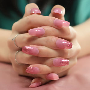 Prensa <span class=keywords><strong>en</strong></span> las <span class=keywords><strong>uñas</strong></span> Ataúd <span class=keywords><strong>con</strong></span> purpurina Puntas francesas Suministros para <span class=keywords><strong>uñas</strong></span> rosas Salón Productos de belleza Manicura - Product Image 5