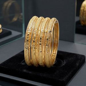 Brazaletes de Latón Chapados en Oro al por Mayor, Brazaletes de Moda de Lujo con Acabado en Oro para Bodas, Joyería de Brazaletes con Diseño Tradicional - Product Image 4