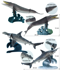 Set di Figure di Squali dell'Oceano Profondo da 9 Pollici con Mascella e Coda Mobili, Giocattolo Marino in Plastica - Product Image 3