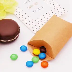 Benutzer definierte Logo Süßigkeiten Geschenk papier Box braun Kraft papier Kissen boxen
