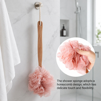 Brosse de douche BSCI simple en bois blanc et EVA avec long manche, éponge de bain pour le dos et l'élimination des peaux mortes