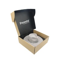 Boîte en carton ondulé brun avec logo personnalisé, boîte en papier kraft pour grands chapeaux Fedora en feutre de laine blanche de 60 cm