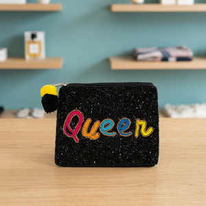 Porte-monnaie perlé fait main, pochette carrée brodée multicolore, sac à monnaie zippé tendance pour usage quotidien, idéal pour cadeaux de fête - Product Image 2