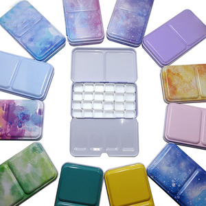 XinyiArt vente en gros vide <span class=keywords><strong>aquarelle</strong></span> demi-casserole Palette boîte en métal Palette <span class=keywords><strong>peinture</strong></span> étui <span class=keywords><strong>aquarelle</strong></span> plateau stockage étain Palette boîte - Product Image 3