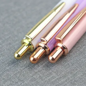 Ins Stijl Mooie Light Kleur Klik Metalen Balpen Warmteoverdracht Roll Afdrukken Oem Ontwerp Pen.