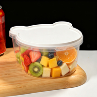 Lonchera Transparente para Niños con Forma de Oso PP5, con Tapa, 770 ml, Contenedor Transparente para Almacenamiento de Alimentos, Apto para Microondas, a Prueba de Fugas, con Diseño de Dibujos Animados