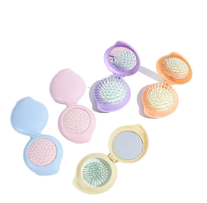 Espejo de Maquillaje Compacto Portátil Personalizado con Peine Plegable, Espejo Cosmético de Bolsillo con Mango de Plástico y Peine Integrado para Viaje y Hogar - Product Image 1