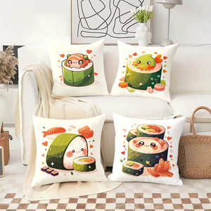 Bantal karakter sushi yang menggemaskan menambah kegembiraan liburan pada dekorasi ruang tamu yang nyaman dengan kaus kaki liburan dan tanduk rusa. - Product Image 2