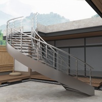 Escalier en arc double poutre incurvé en acier inoxydable robuste de qualité supérieure, personnalisable, pour extérieur, balcon de toit, villa
