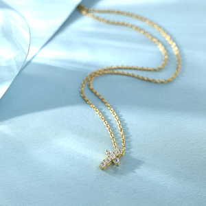 Colgantes de Oro Amarillo Sólido de 14K de Alta Calidad, Hechos a Mano, con Diamantes Naturales en Forma de Cruz, Regalo para Novia, Uso Diario - Product Image 6