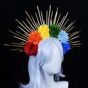 <span class=keywords><strong>Couronne</strong></span> de Halo faite à la main pour femmes <span class=keywords><strong>couronne</strong></span> de Halo fleur colorée <span class=keywords><strong>couronne</strong></span> grecque déesse Cosplay paillettes casque fait à la main Boho Halloween - Product Image 4