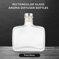 Bouteille diffuseur d'arômes en verre rectangulaire vide de 50 ml avec marquage à chaud et diffuseur à bâtonnets