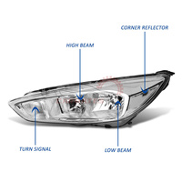 Para Ford Focus S / SE / ST 2015-2018 carcasa cromada halógena montaje de lámpara de faros laterales transparentes F02502339