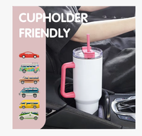 Vente en gros de gobelets de voyage vierges de 40 oz, gobelet isotherme en acier inoxydable de 40 oz, anti-fuite, avec poignée et paille pour impression par sublimation