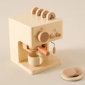幼児のための最新の木製パズルおもちゃセットは、子供のためのコーヒーマシンホットビルディングブロックギフトを再生するふりをします