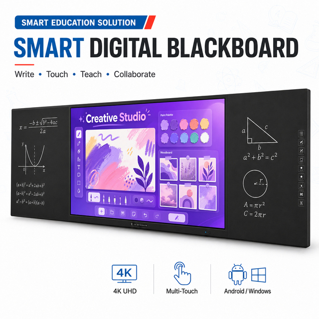 Interactive Smart Digital Blackboard With 4K UHD Touch Screen Android Windows OPS for School Classroom Teaching and AI Education