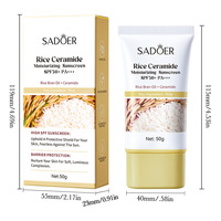 Crème à la céramide de riz SADOER 50g, hydratation longue durée, unifie le teint et forme une couche protectrice avant le maquillage.