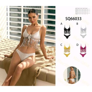 Traje de baño de una pieza HDJ, talla grande, cuello en V profundo, top corto con borlas, traje de baño para mujer SQ66033 - Product Image 1