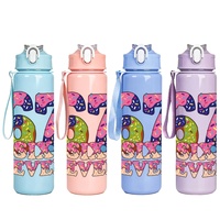 Bouteille d'eau avec paille 750 ml, motif donut 67, en PC, impression UV, anti-fuite, réutilisable, pour la rentrée scolaire