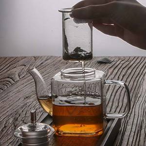 Théière en verre avec filtre transparent, résistante à la chaleur, petite théière en verre borosilicate, théière carrée - Product Image 3