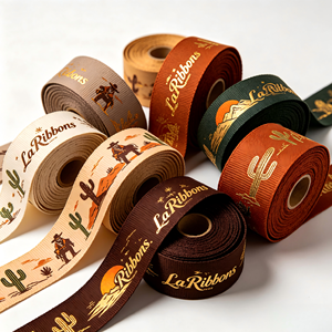 Vintage Wild West Desert Cactus Cowboy Grosgrain <b>Ribbon</b> Retro Brown Decor <b>Ribbon</b> for Western Theme Party Gift Bouquet Craft Bow - Product Image 6