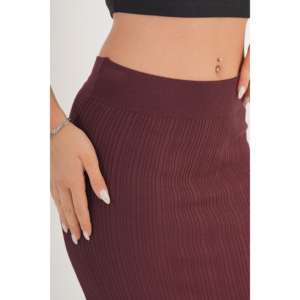 Falda Ajustada de Punto Borgoña de Moda al por Mayor, Abertura Lateral, Cintura Imperio, Cintura Natural, Tela de Lana con Spandex, Estampado Informal - Product Image 1