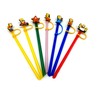 Divertidos dibujos animados <span class=keywords><strong>Simpson</strong></span> reutilizable a prueba de salpicaduras pajita para beber decoración de fiesta promocional dijes de paja cubierta de goma Topper - Product Image 5