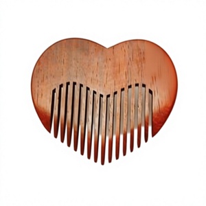 Peine de madera en forma de corazón, hecho a mano, pulido, con temática de amor, decoración para el Día de San Valentín, artesanía para mesa - Product Image 1