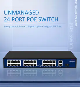 Full Gigabit 24 porte non gestite rete poe switch 24*1000 porta mbp 2 * uplink 2 * porta SFP watchdog WLAN per telecamera ip CCTV